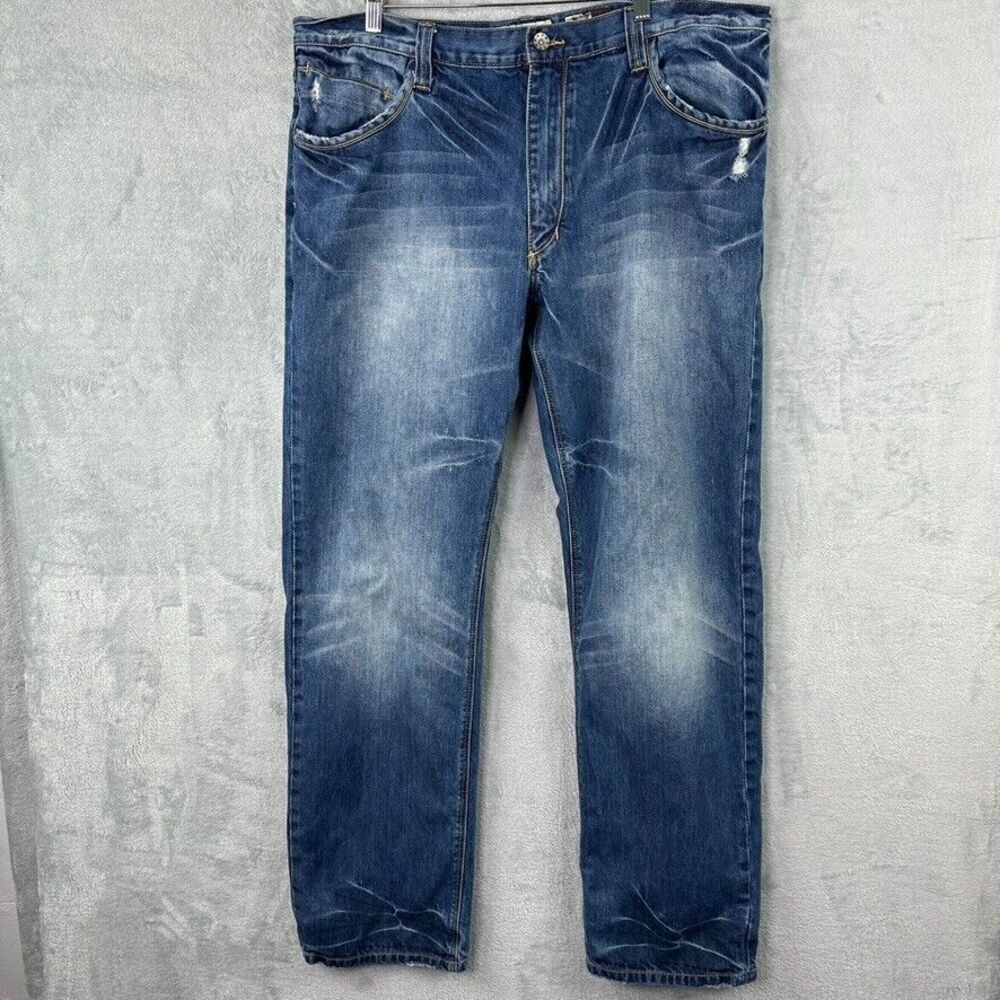 akademiks jeans mens 40 straight leg fit blue‎ denim